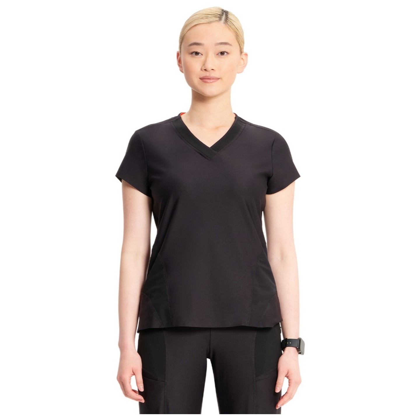 IN706A Kinetic V-Neck 2 Zip Pocket Knit Top by Infinity