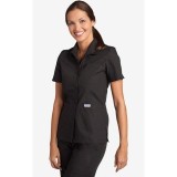 Button Front Top With Collar by MOBB Top - Black (BL)