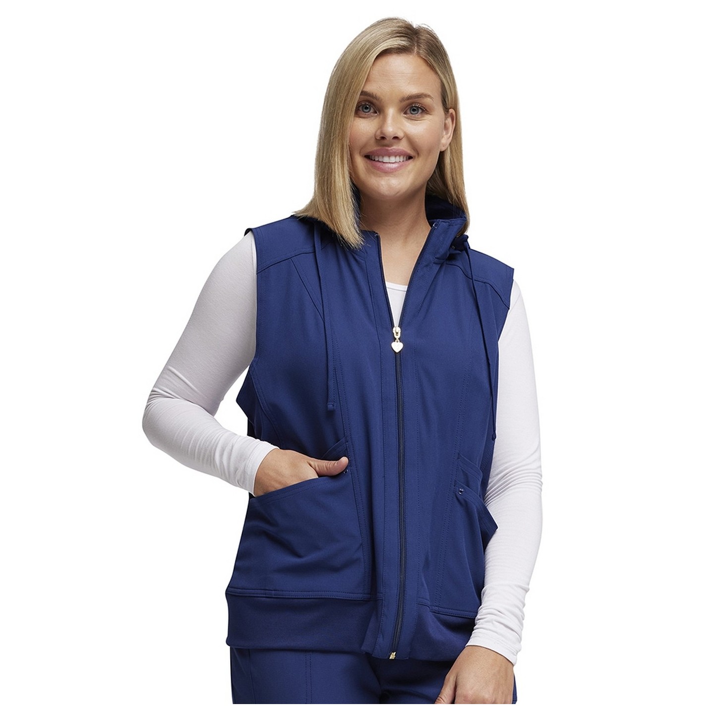 HS500 Break on Through Warm Up Vest with Removable Hood by HeartSoul