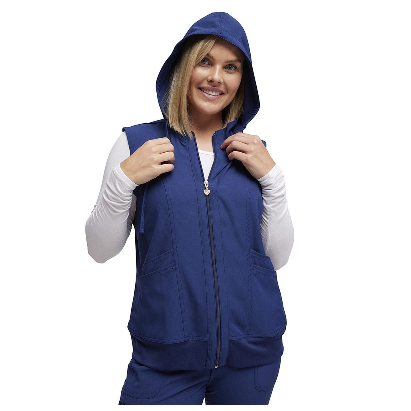 HS500 Break on Through Warm Up Vest with Removable Hood by HeartSoul