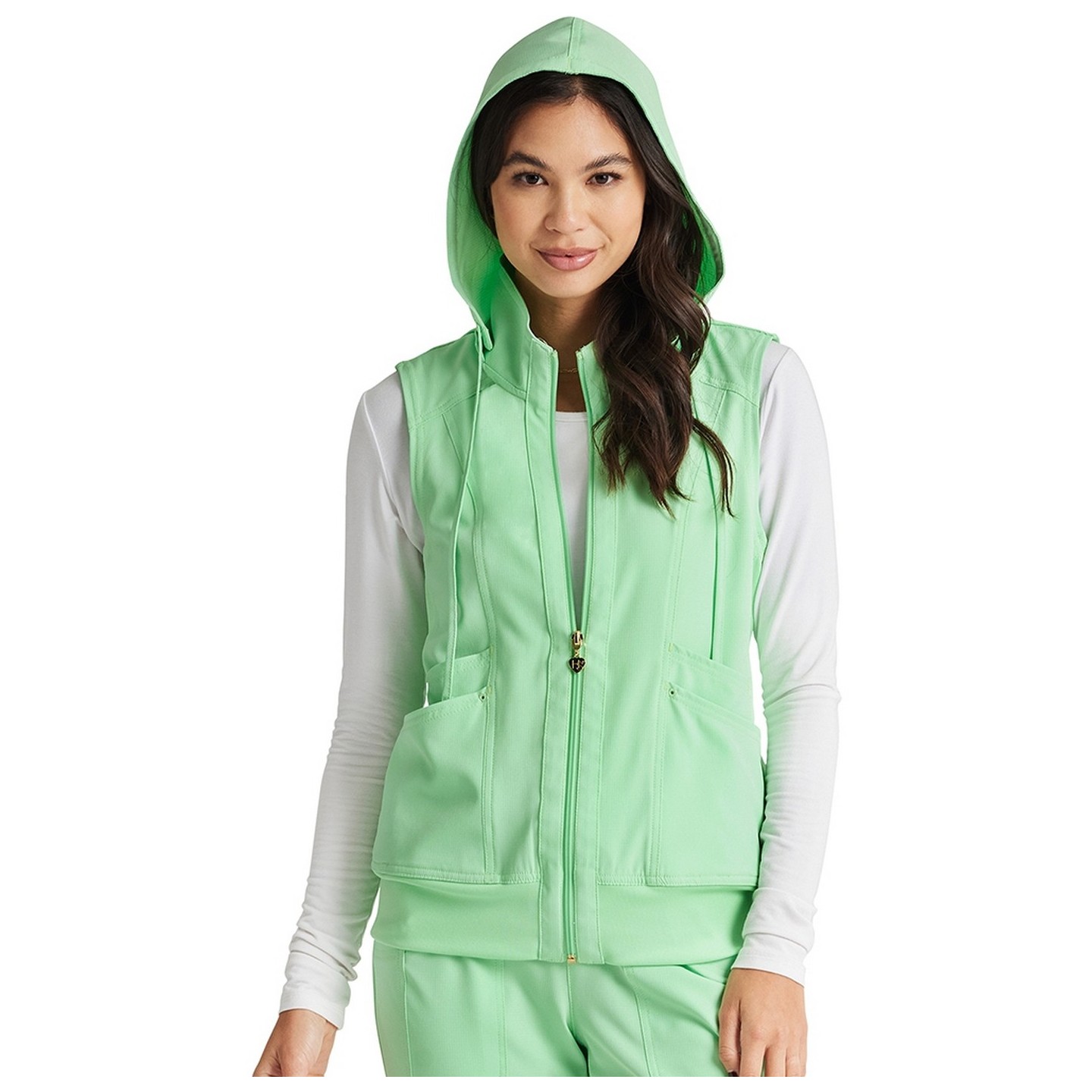 HS500 Break on Through Warm Up Vest with Removable Hood by HeartSoul