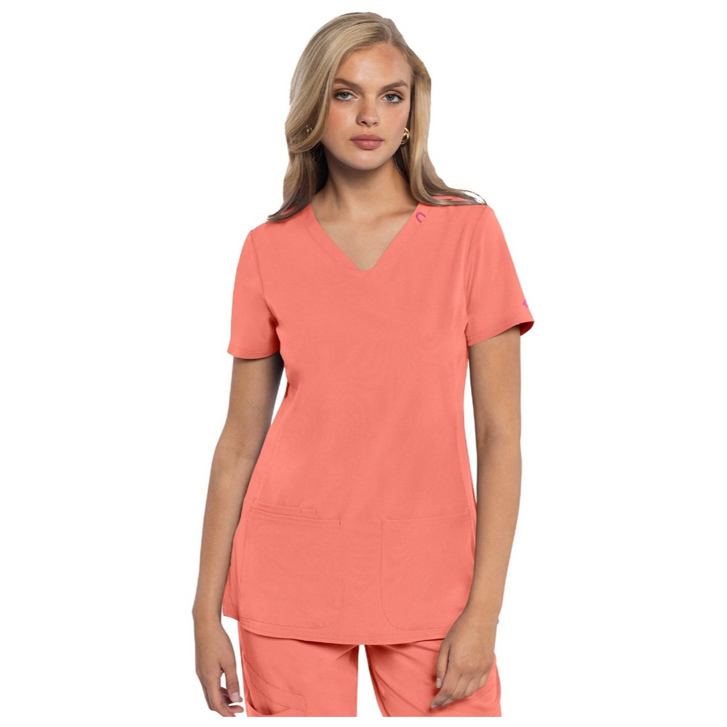 MC702 Amp 3 Pocket V-Neck Top with Flex Panels by Med Couture