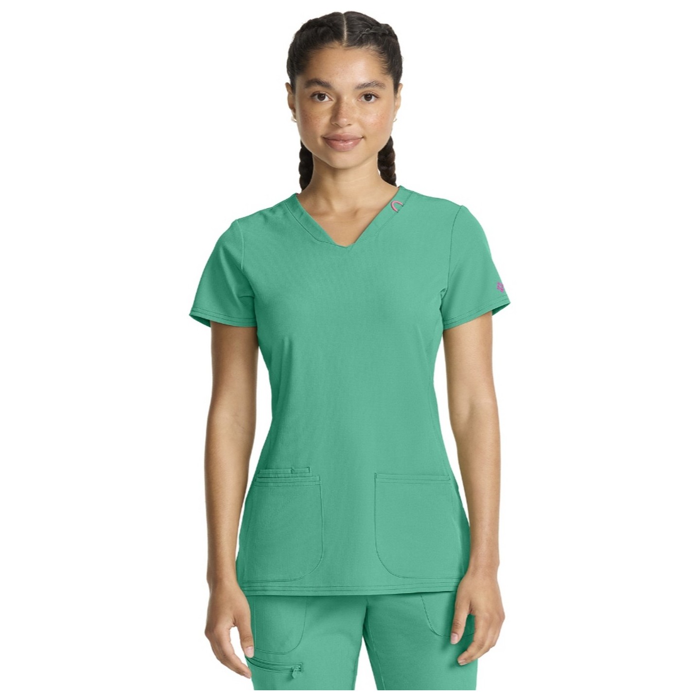 MC702 Amp 3 Pocket V-Neck Top with Flex Panels by Med Couture