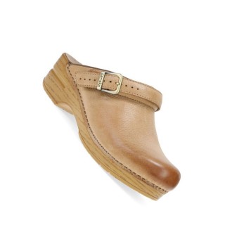 Ingrid Honey Distressed Open Back Clog for Women by Dansko