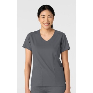 6251 Boundless Curved V-Neck Top with 3 Pockets by WINK