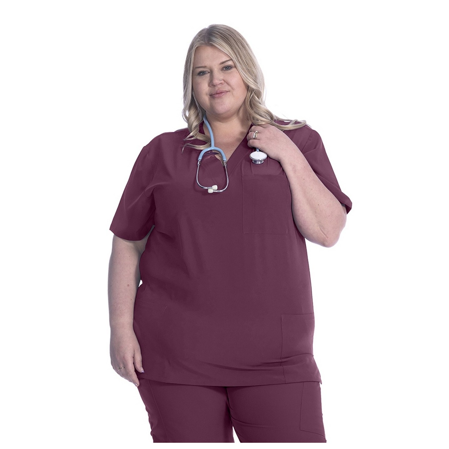 18-1072A Zinnia Haut Unisexe à Col en V avec 3 Poches par Greentown