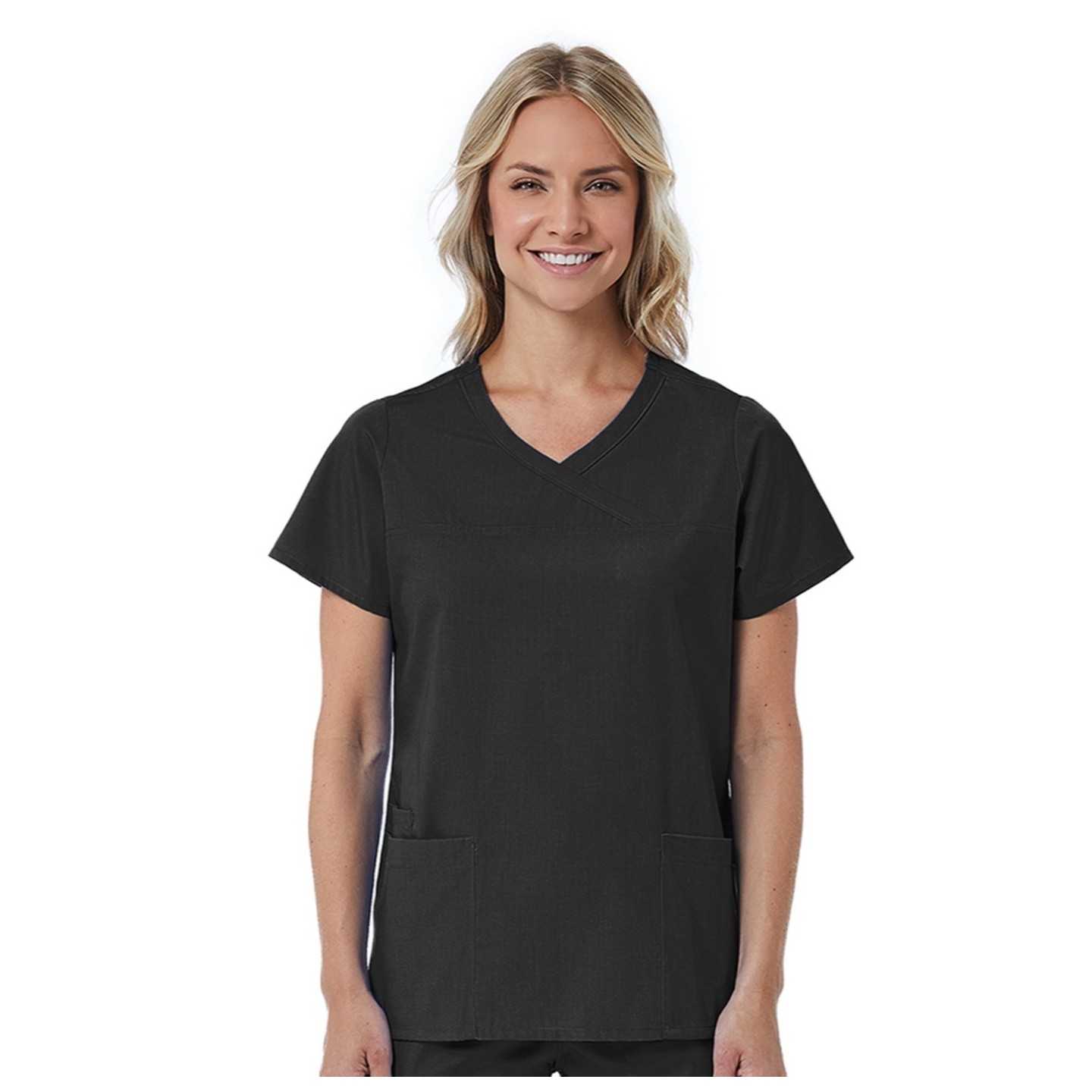 1726 Red Panda Haut Mock Wrap à Col Courbée pour Femmes par Maevn