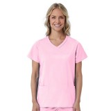 1726 Red Panda Haut Mock Wrap à Col Courbée pour Femmes par Maevn