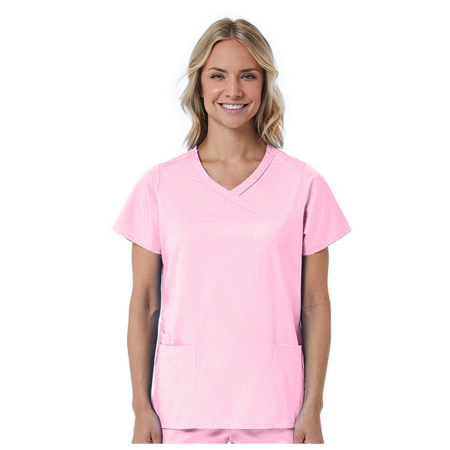 1726 Red Panda Haut Mock Wrap à Col Courbée pour Femmes par Maevn