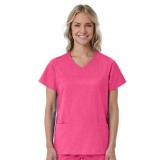 1726 Red Panda Women's Curved Mock Wrap Top by Maevn