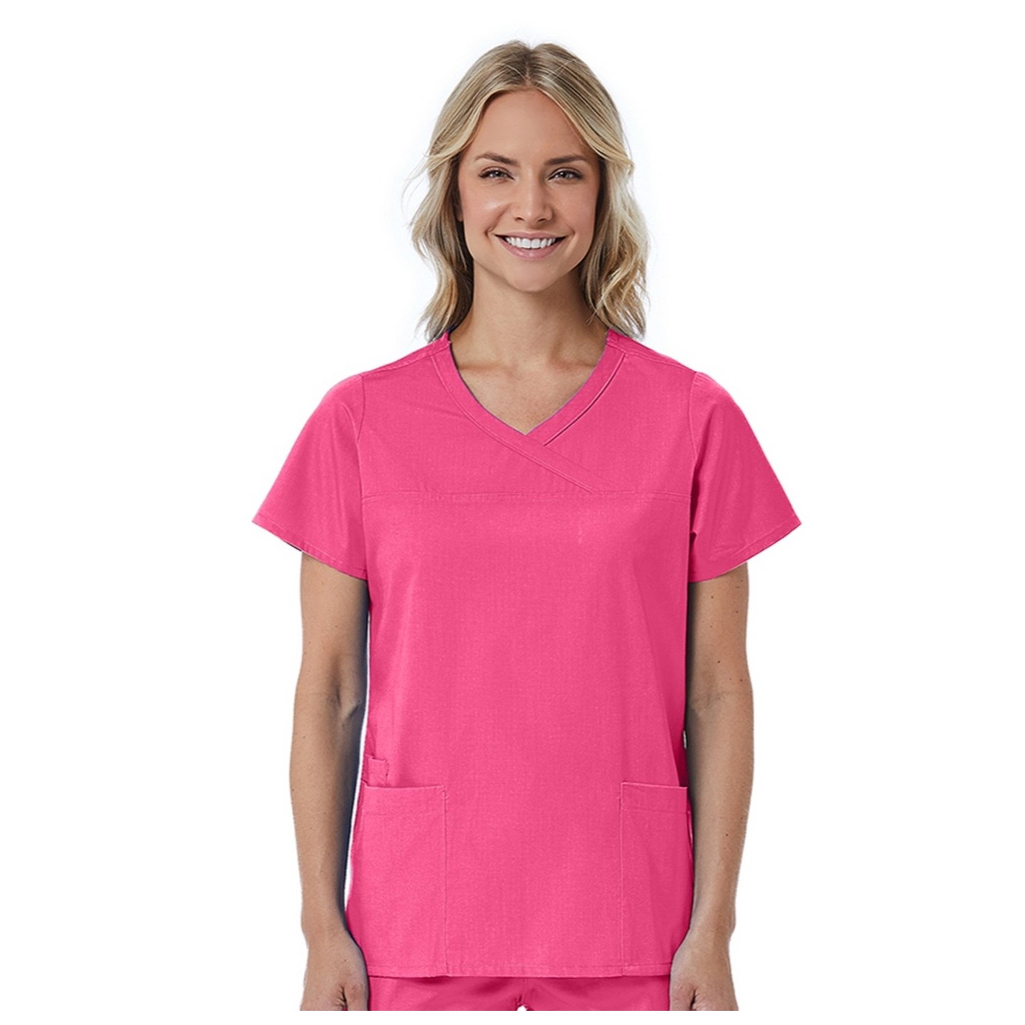 1726 Red Panda Women's Curved Mock Wrap Top by Maevn