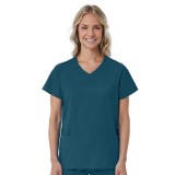 1726 Red Panda Haut Mock Wrap à Col Courbée pour Femmes par Maevn