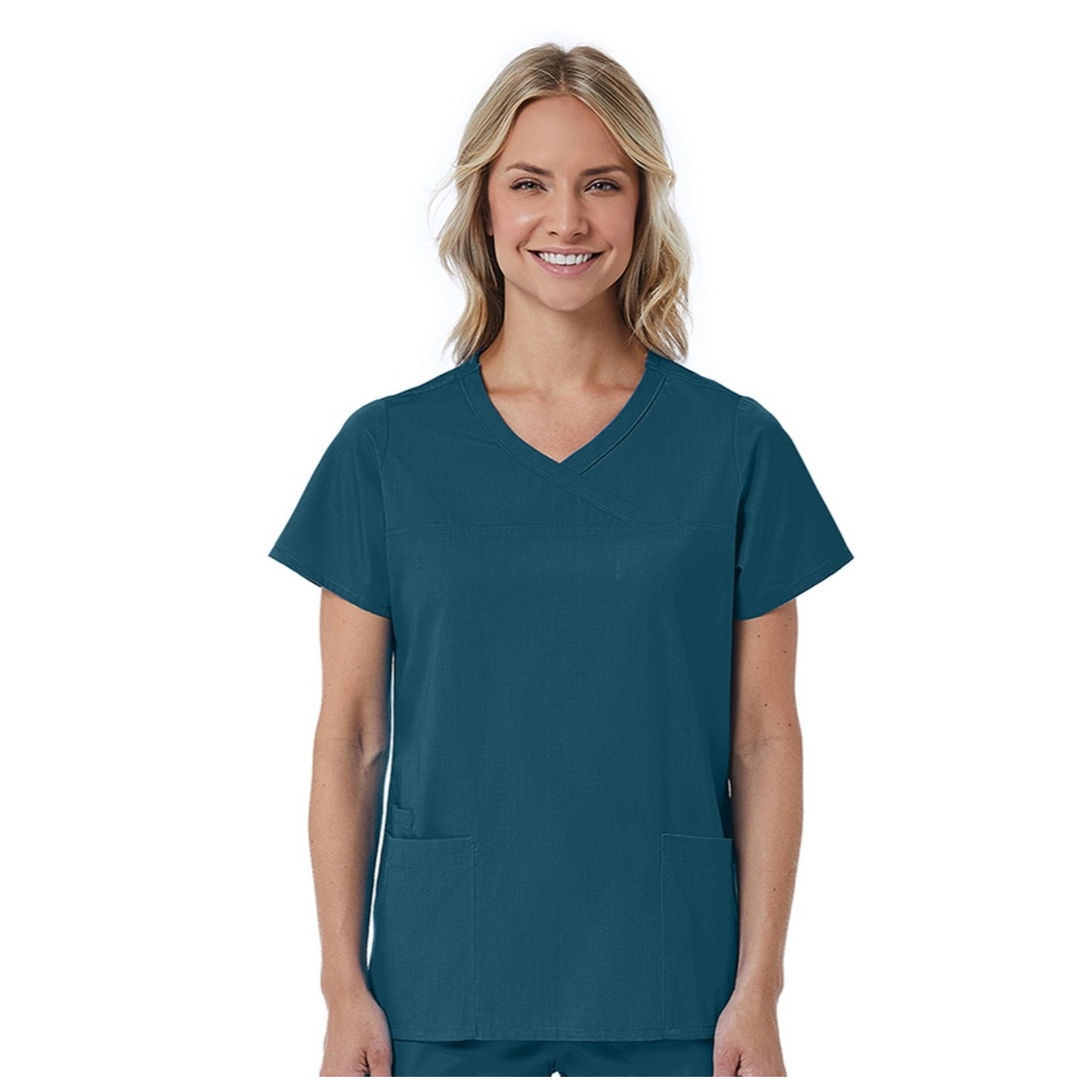 1726 Red Panda Haut Mock Wrap à Col Courbée pour Femmes par Maevn