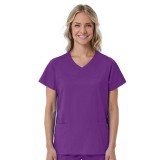 1726 Red Panda Women's Curved Mock Wrap Top by Maevn