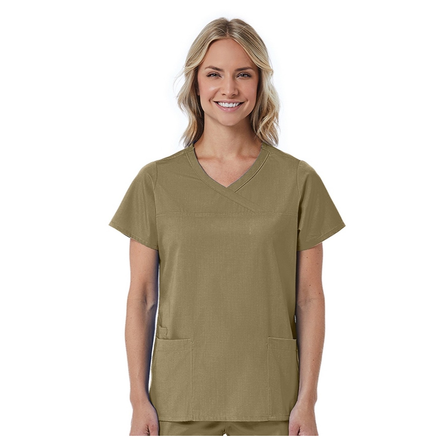 1726 Red Panda Women's Curved Mock Wrap Top by Maevn