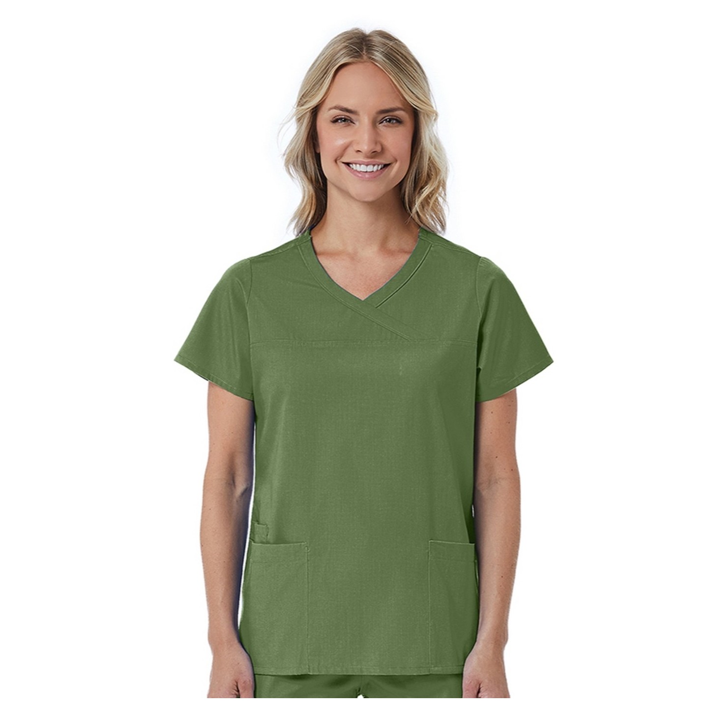 1726 Red Panda Women's Curved Mock Wrap Top by Maevn