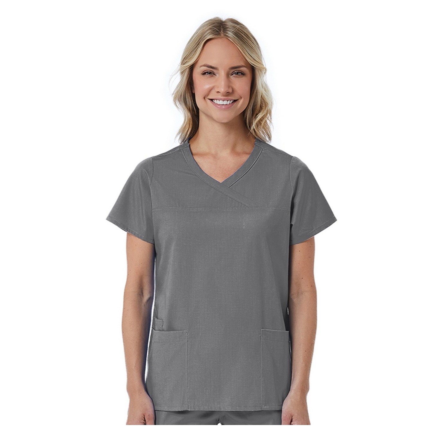 1726 Red Panda Haut Mock Wrap à Col Courbée pour Femmes par Maevn