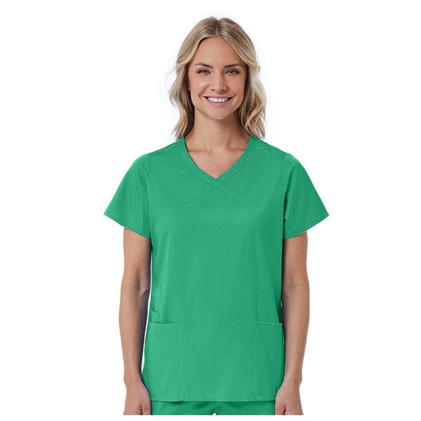 1726 Red Panda Haut Mock Wrap à Col Courbée pour Femmes par Maevn