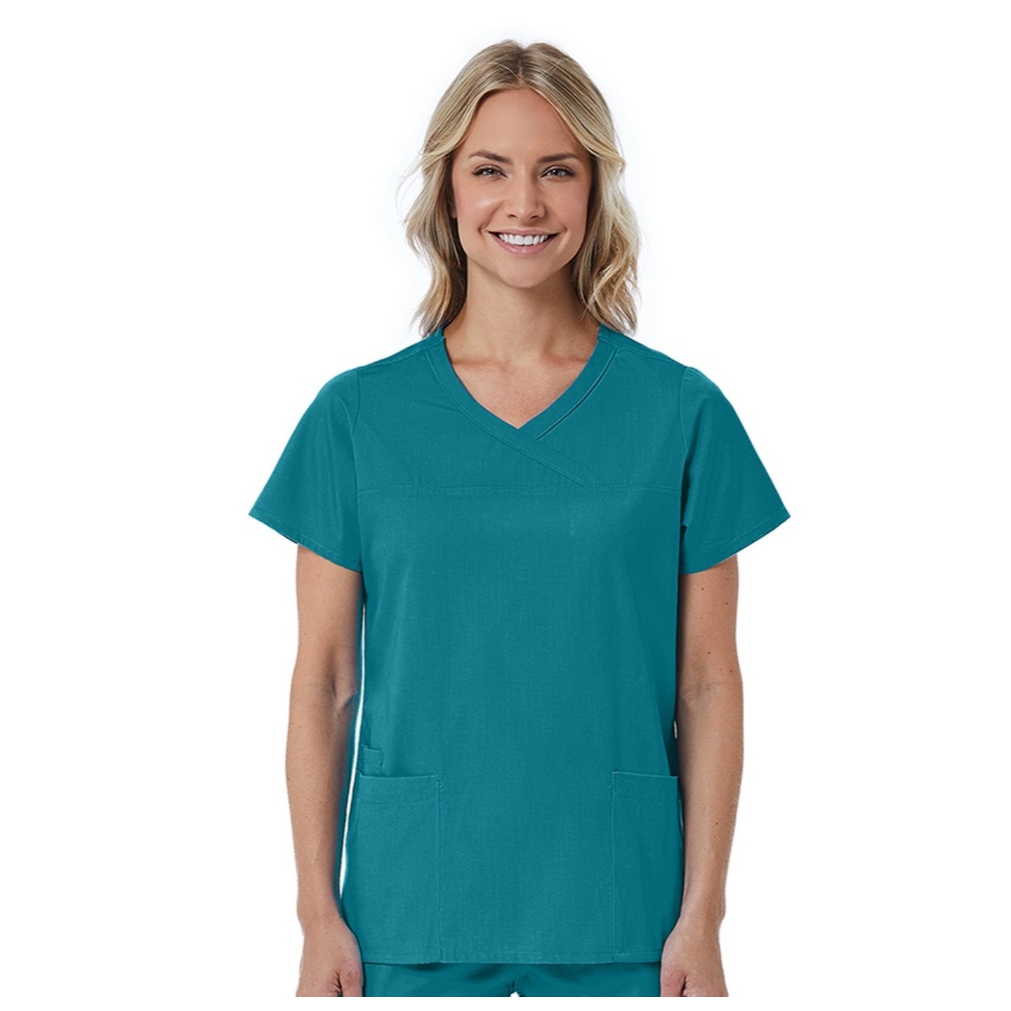 1726 Red Panda Women's Curved Mock Wrap Top by Maevn