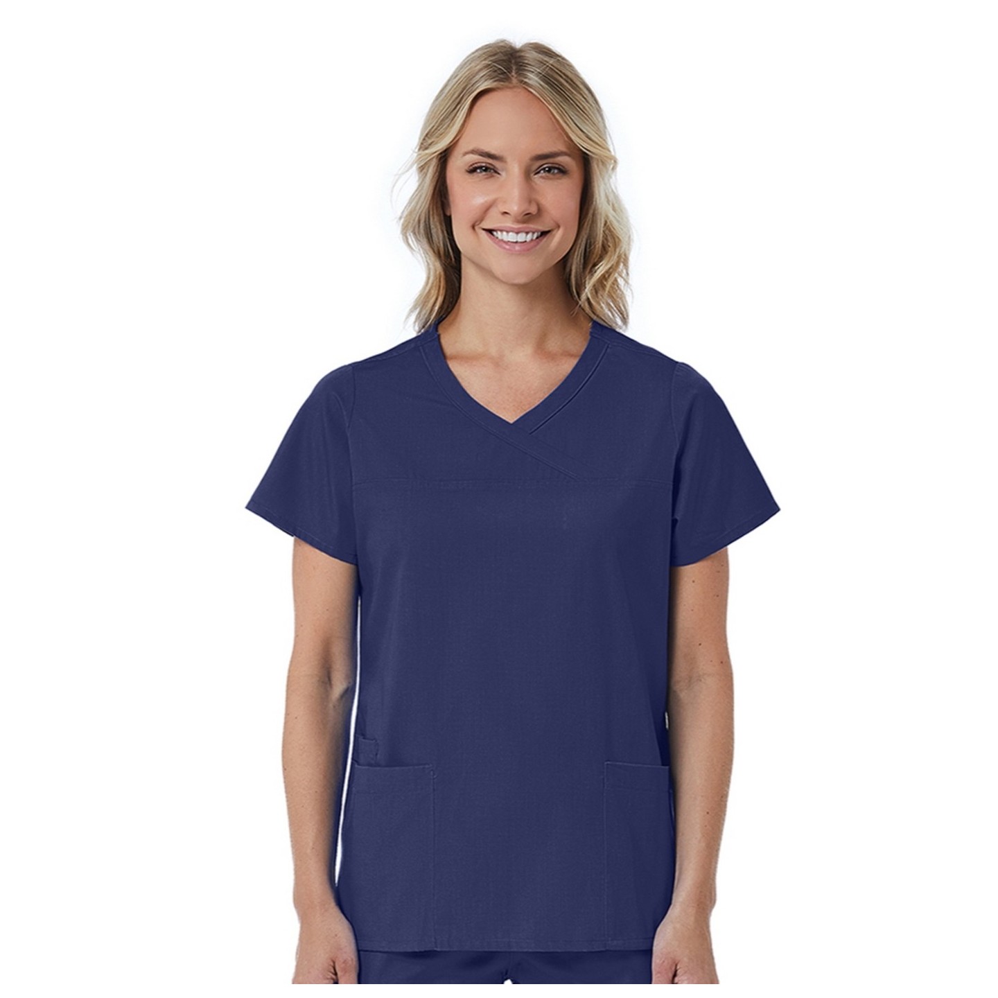 1726 Red Panda Women's Curved Mock Wrap Top by Maevn