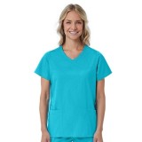 1726 Red Panda Women's Curved Mock Wrap Top by Maevn