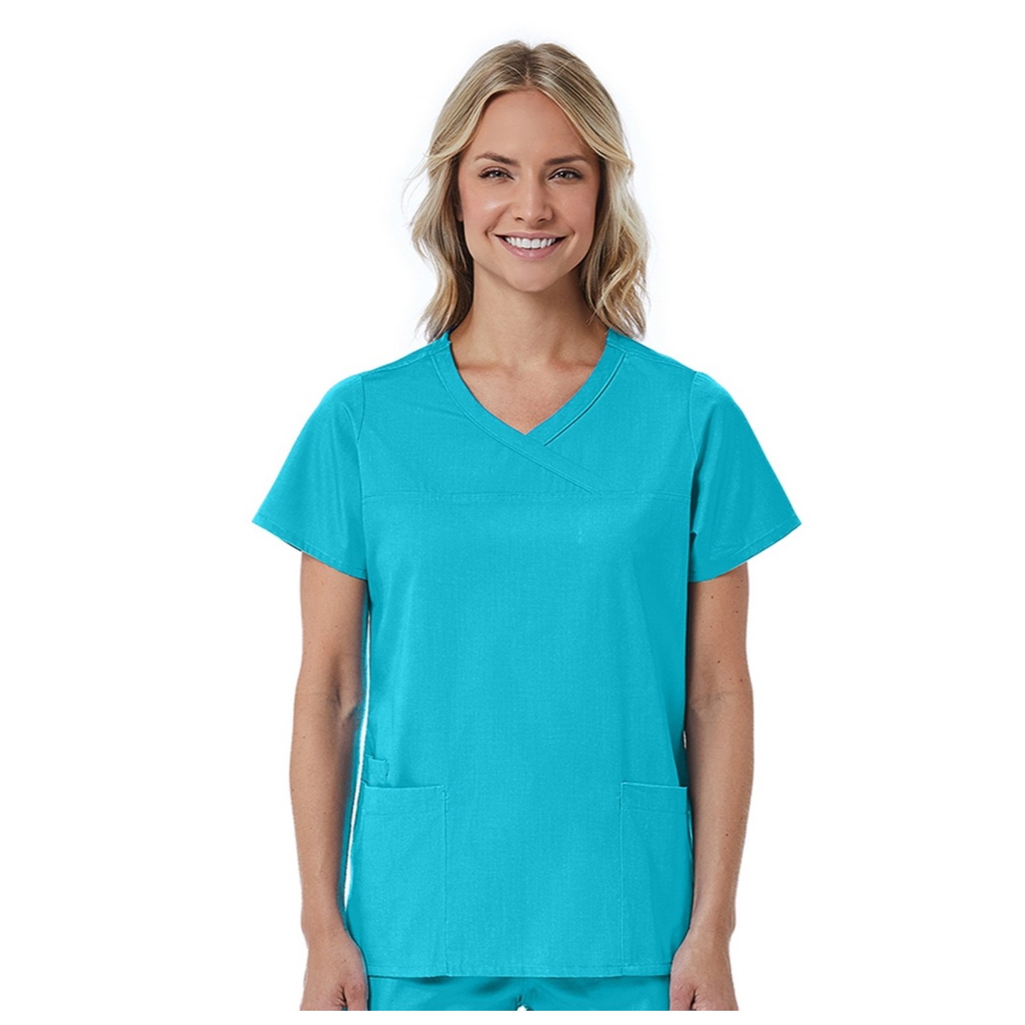 1726 Red Panda Women's Curved Mock Wrap Top by Maevn