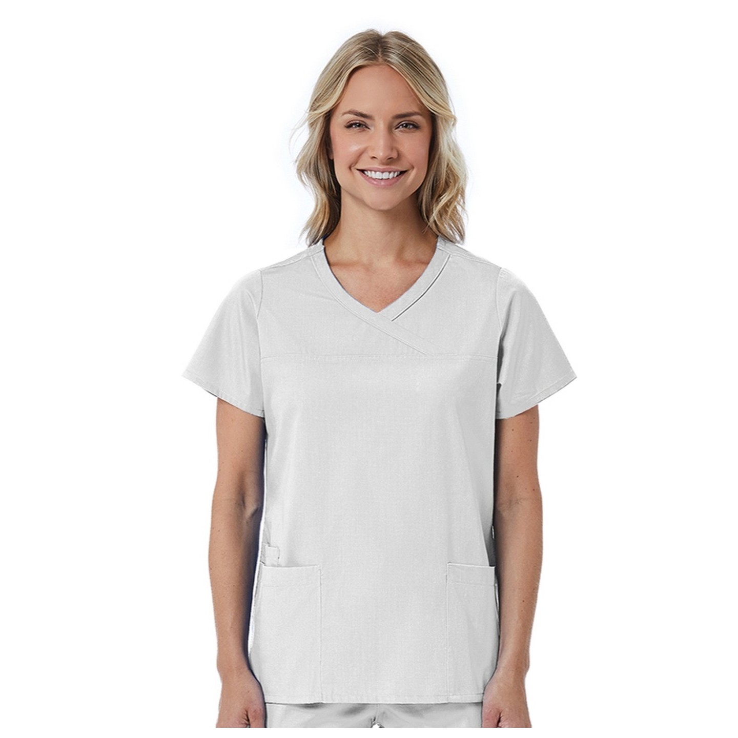 1726 Red Panda Women's Curved Mock Wrap Top by Maevn