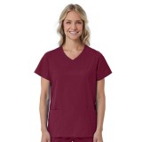 1726 Red Panda Women's Curved Mock Wrap Top by Maevn