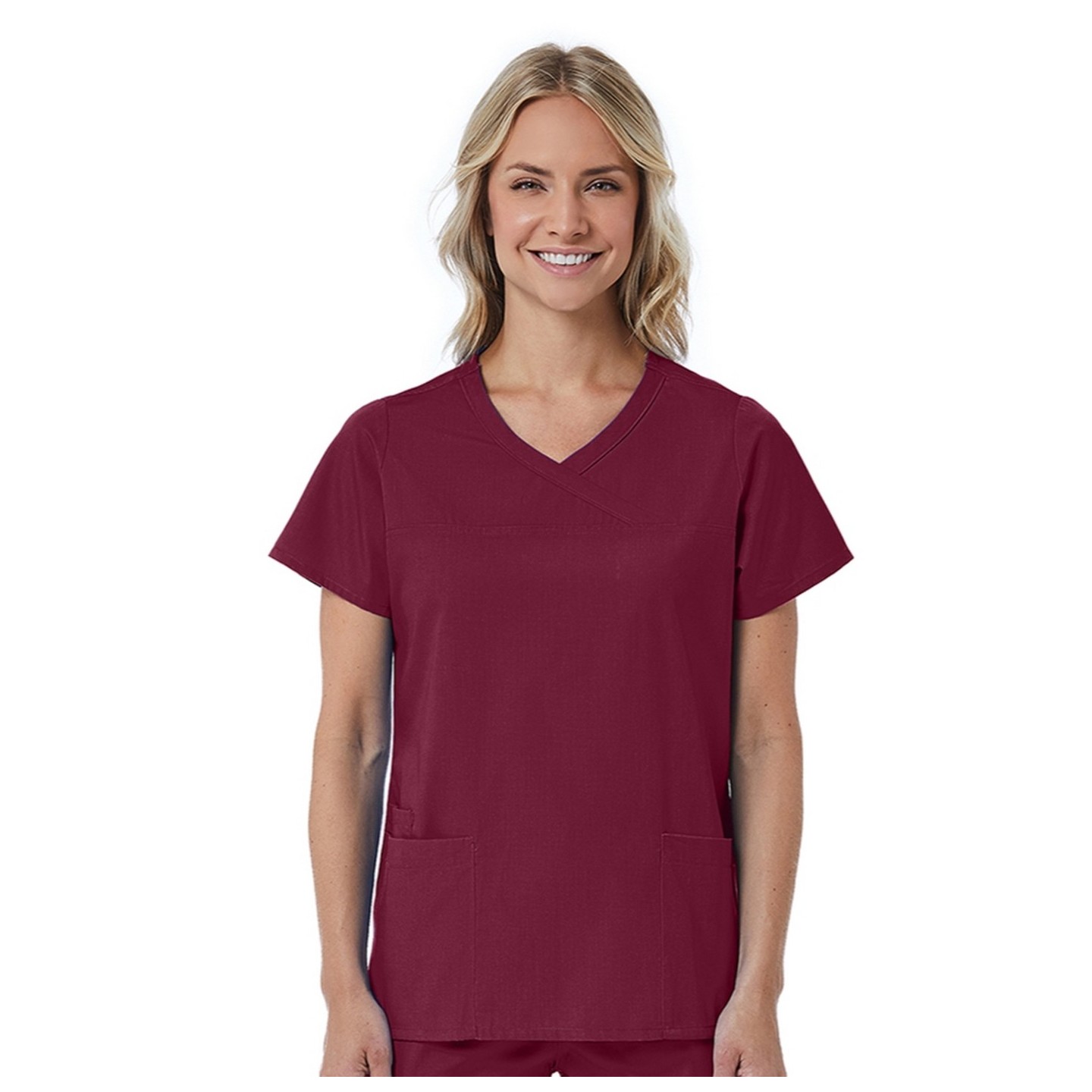 1726 Red Panda Haut Mock Wrap à Col Courbée pour Femmes par Maevn