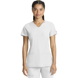 MC702 Amp 3 Pocket V-Neck Top with Flex Panels by Med Couture