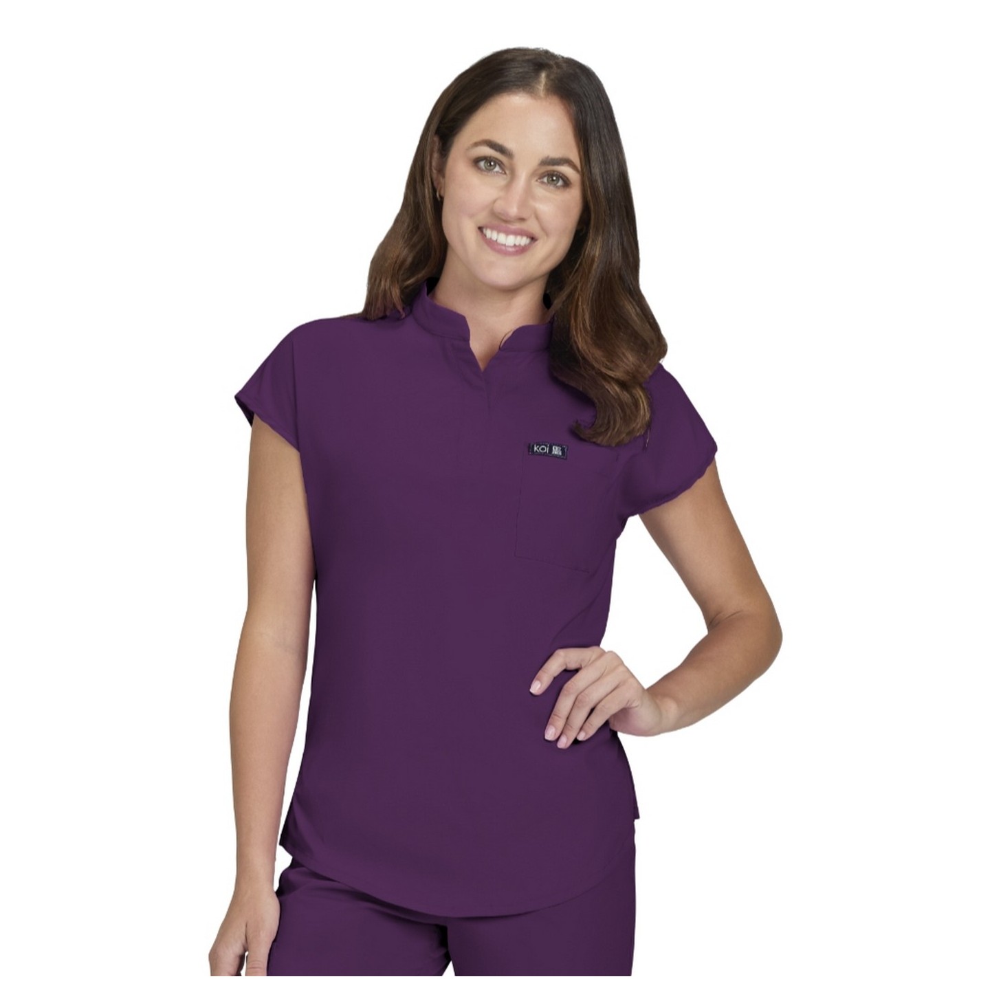 1093 koi Basics Ari Split Neck Top