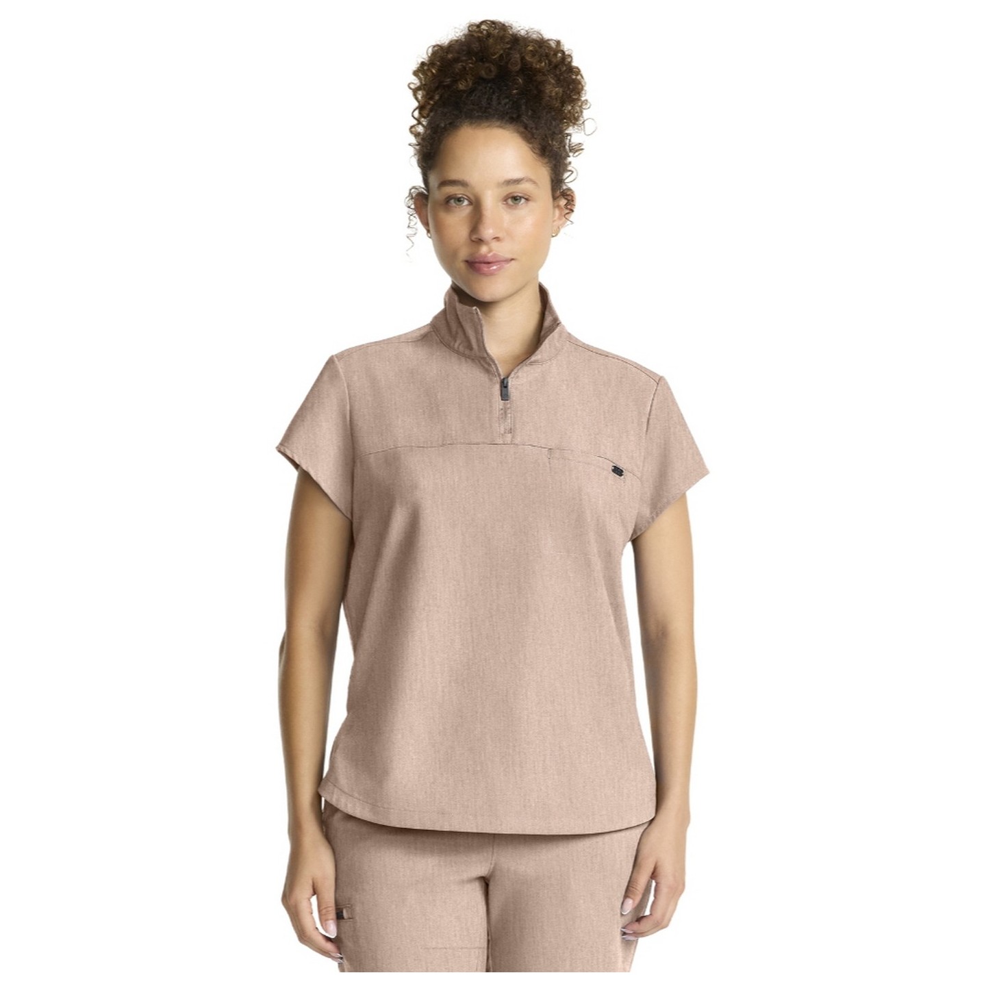 HH752 Quest Bella Partial Zip Stand Collar Scrub Top by Healing Hands
