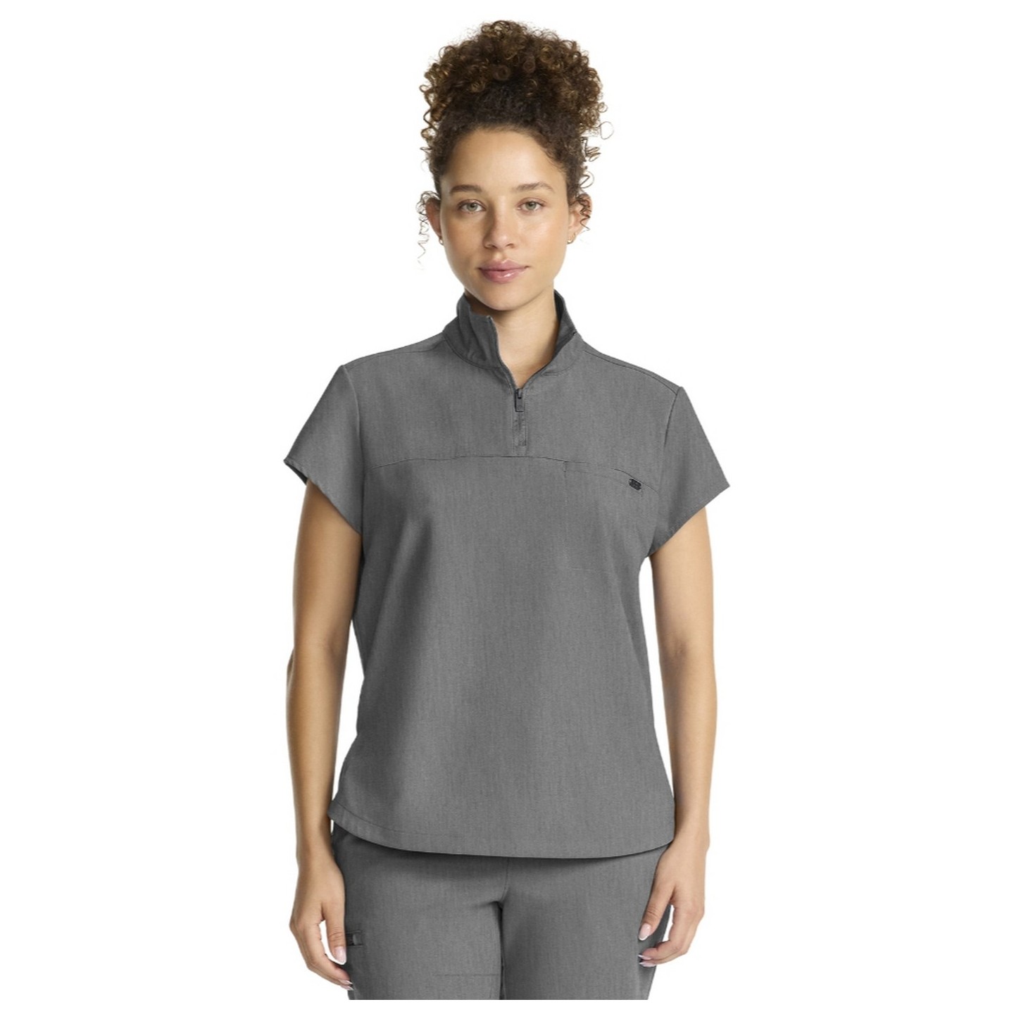 HH752 Quest Bella Partial Zip Stand Collar Scrub Top by Healing Hands