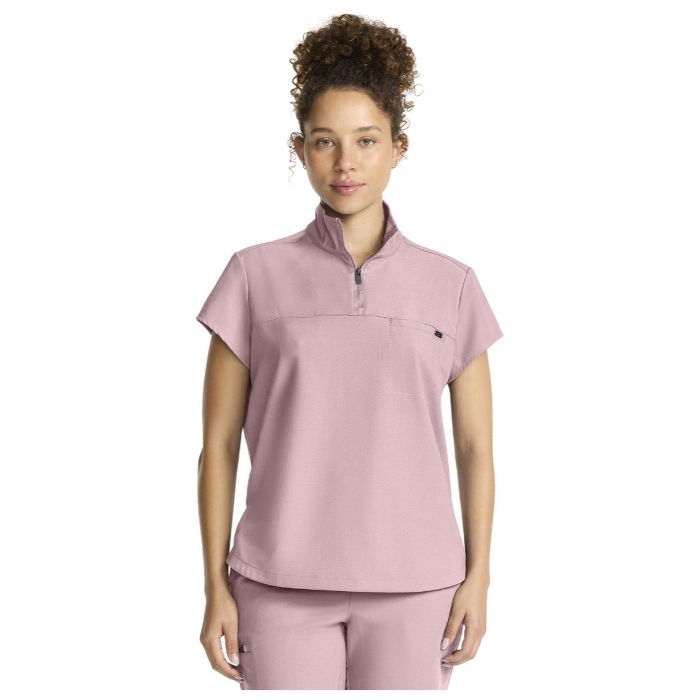 HH752 Quest Bella Partial Zip Stand Collar Scrub Top by Healing Hands