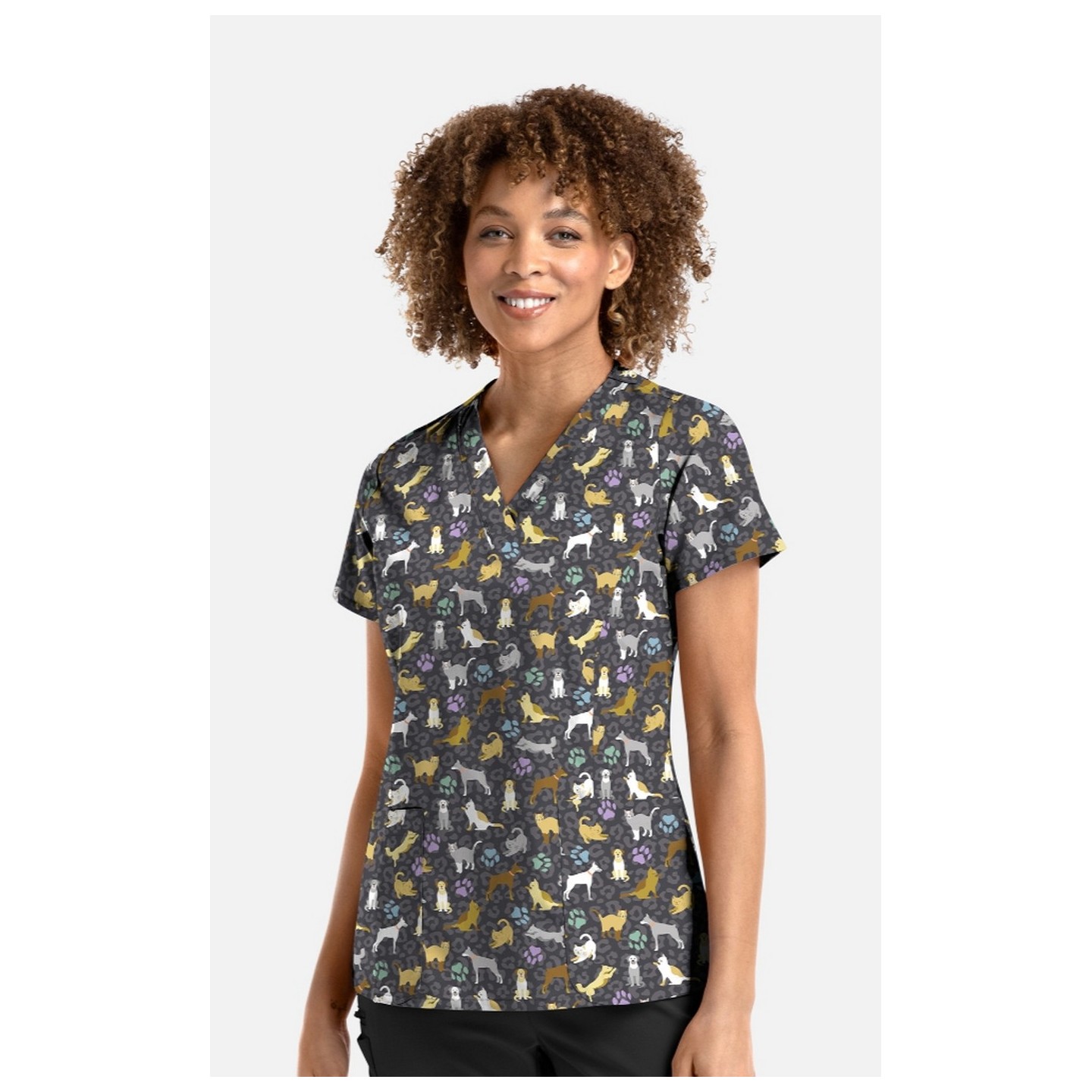1767 Maevn V-Neck Print Top - Wild Pets