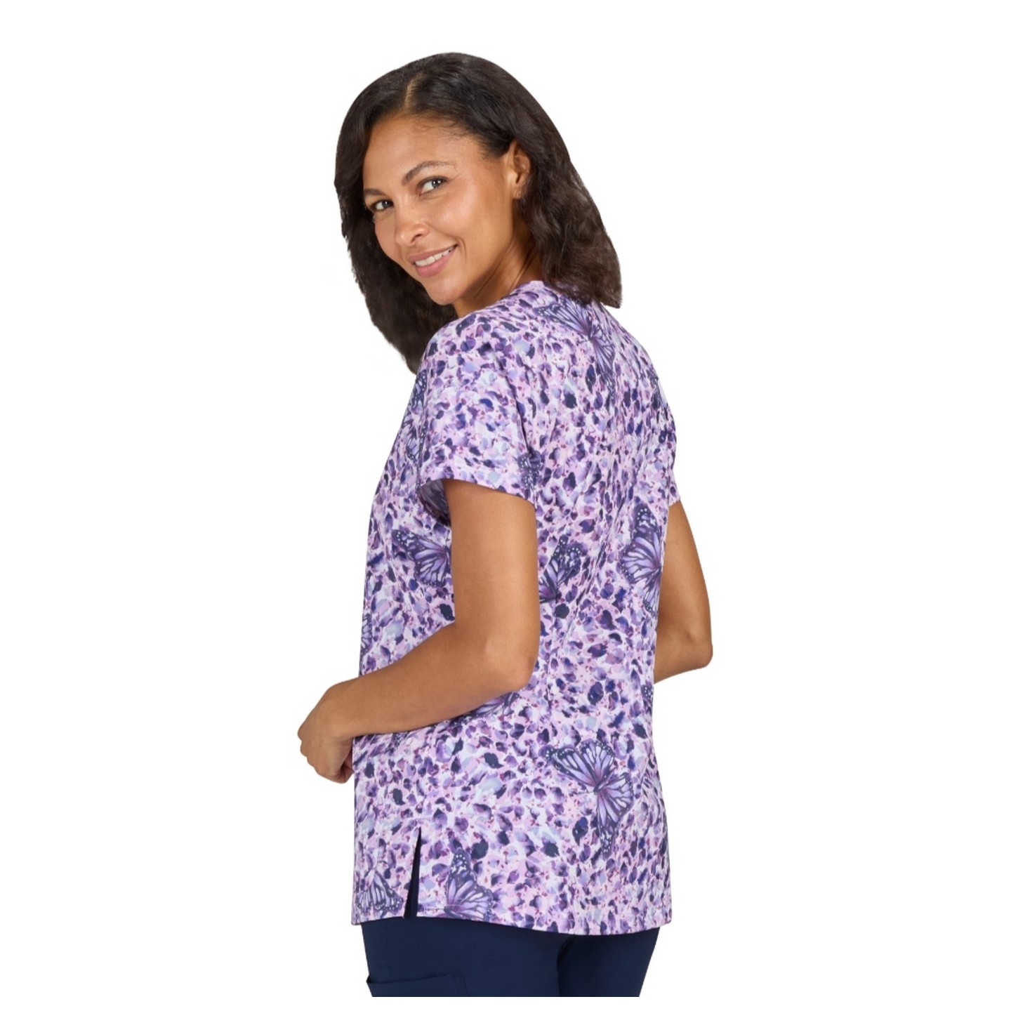 1082PR koi Lite Velora Stretch Print Top - Butterflight French Lavender