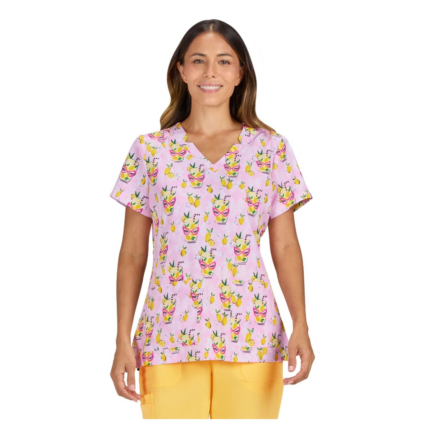 1136PRA Artist Series Momi 2 Pocket Print Top by koi - Pink Lemonade