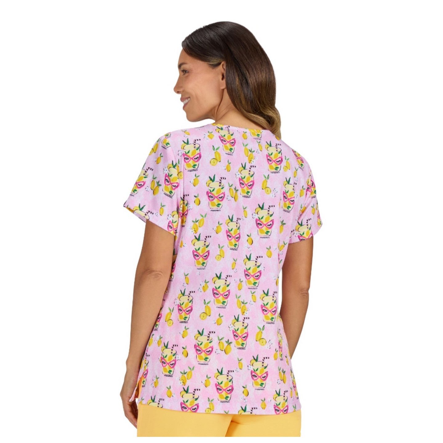 1136PRA Artist Series Momi 2 Pocket Print Top by koi - Pink Lemonade
