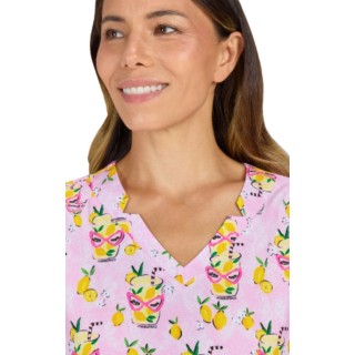 1136PRA Artist Series Momi 2 Pocket Print Top by koi - Pink Lemonade