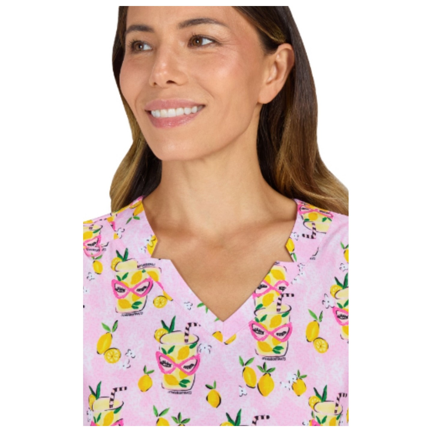 1136PRA Artist Series Momi 2 Pocket Print Top by koi - Pink Lemonade