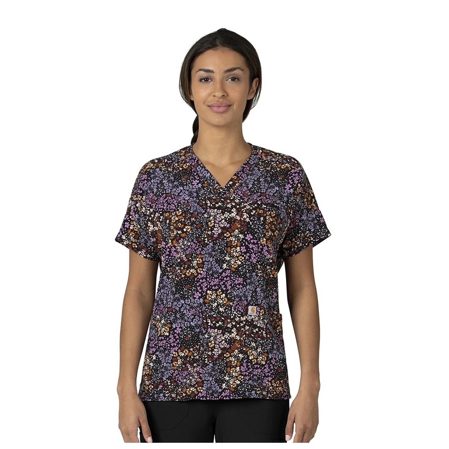 C13314 Carhartt Force Cross-Flex Women's Oversize V-Neck Print Top - Mini Floral