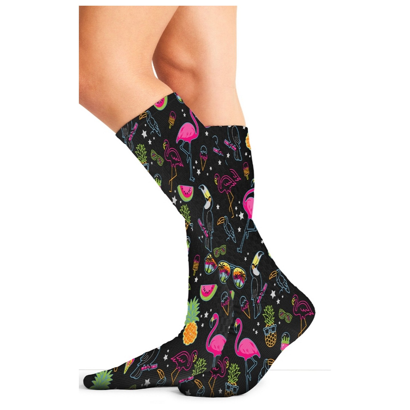 Comfort Support Flamingo Party High Compression Knee High Socks by Cherokee