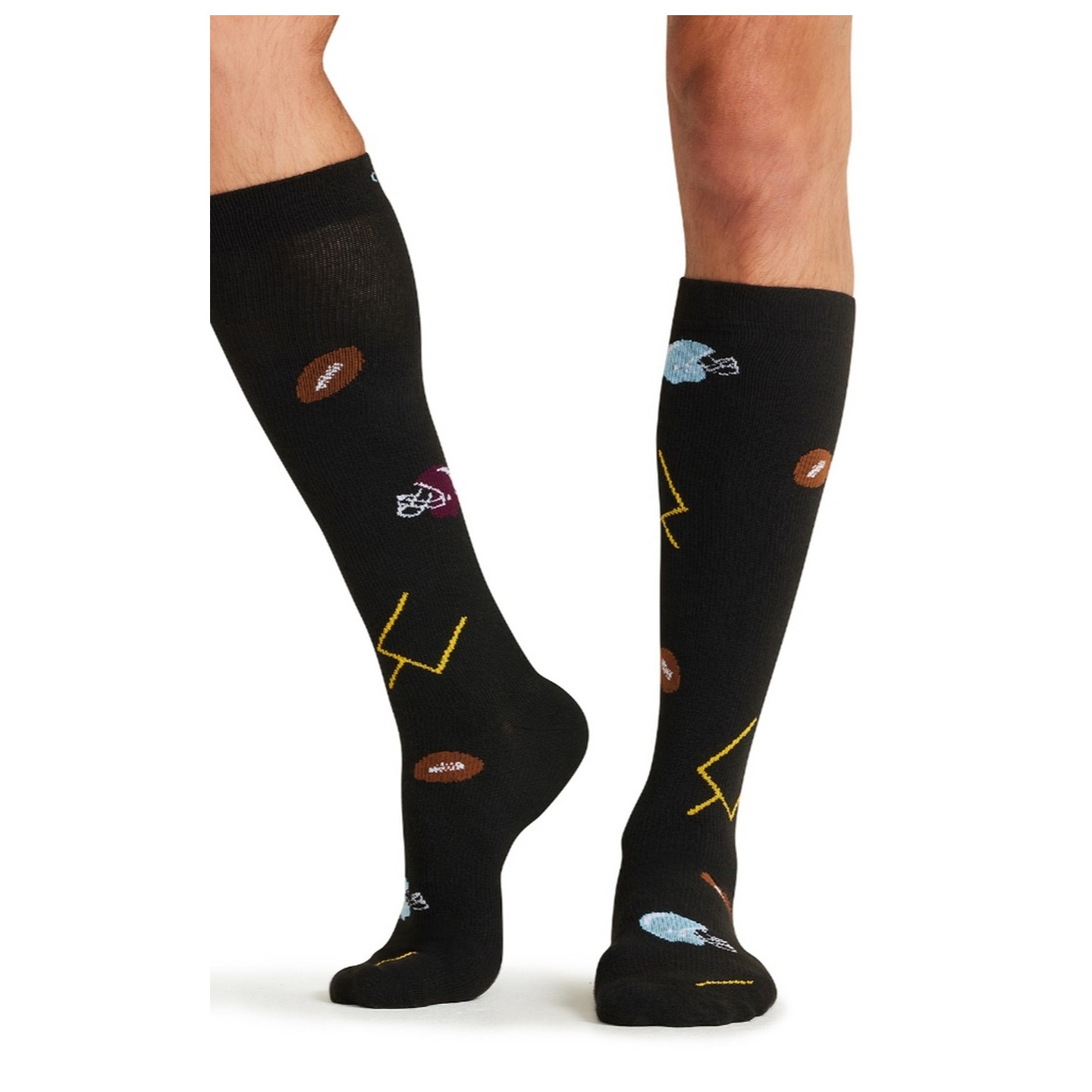 Men's Print Support Football Fun Graduated Medium Support Compression Socks by Cherokee