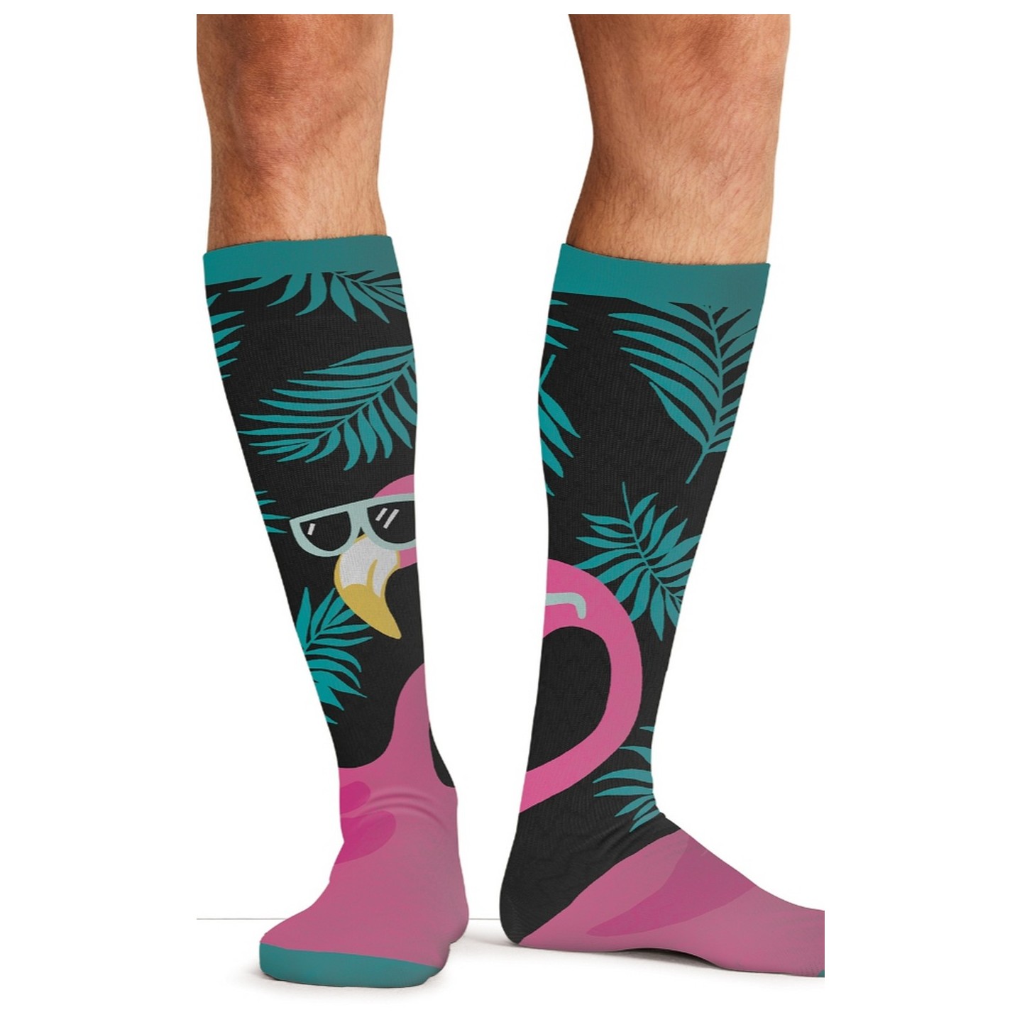 Men's Print Support Cool Flamingo Graduated Medium Support Compression Socks by Cherokee