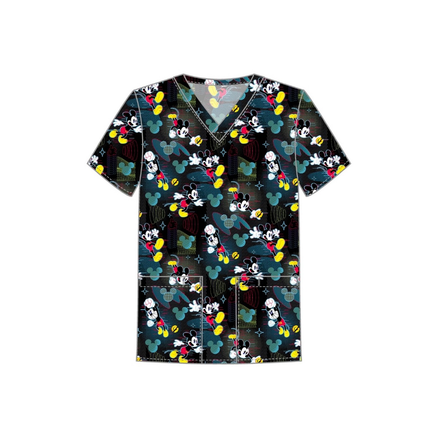 TF788 Tooniforms Haut Imprimer pour Hommes avec 2 Poches par Cherokee Uniforms - Digital Mickey