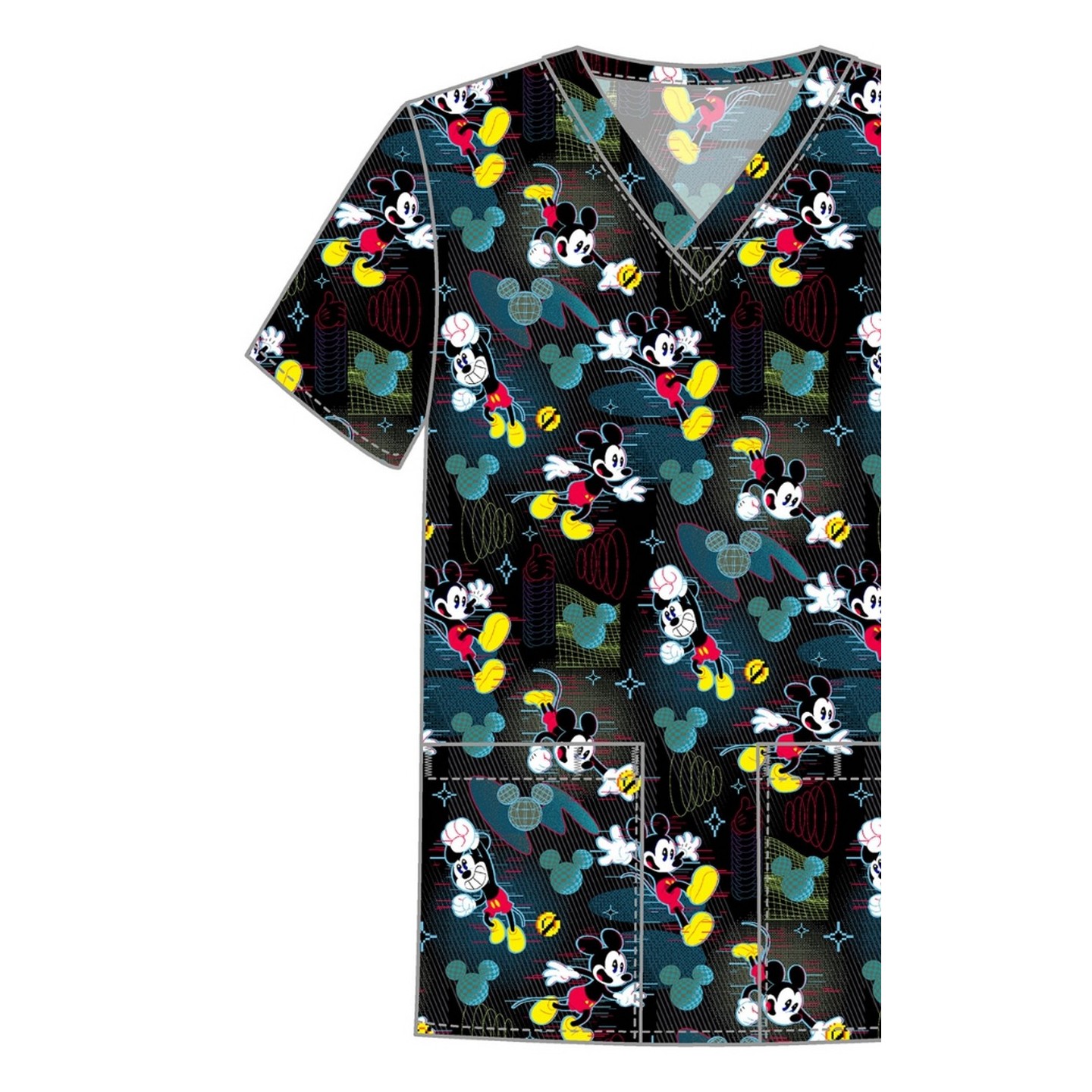 TF788 Tooniforms Haut Imprimer pour Hommes avec 2 Poches par Cherokee Uniforms - Digital Mickey