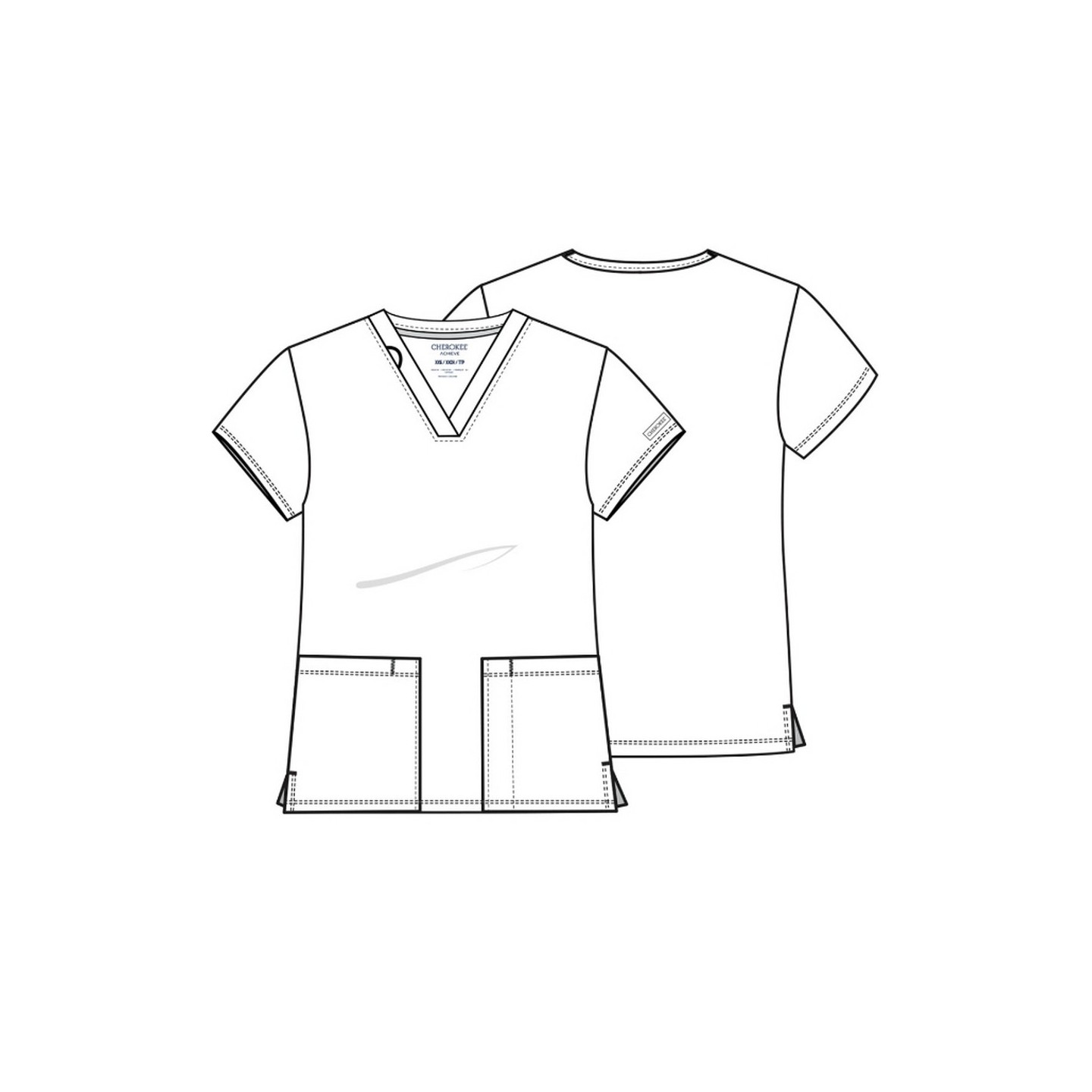 CK832 Achieve Haut Classique à Col en V avec 2 Poches par Cherokee