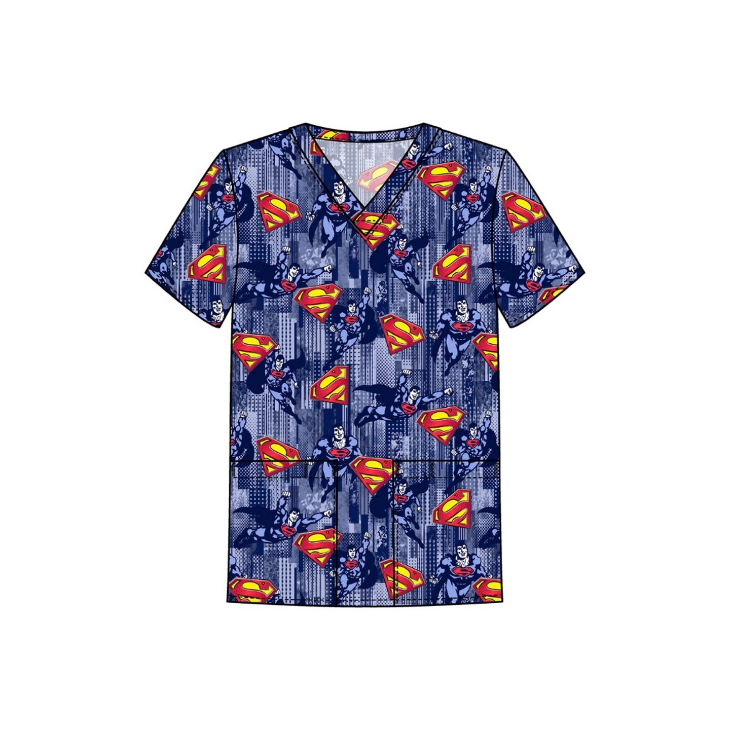 TF788 Tooniforms Men's Print 2 Pocket V-Neck Top by Cherokee Uniforms - Metropolis Force