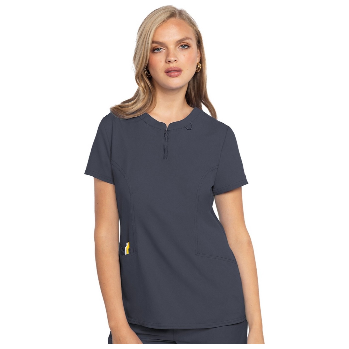 MC609 Insight Zip Neck Henley Top by Med Couture 