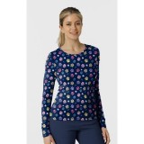 2409 Wink Layers Silky Long Sleeve Print Top - Springtime Stroll Navy